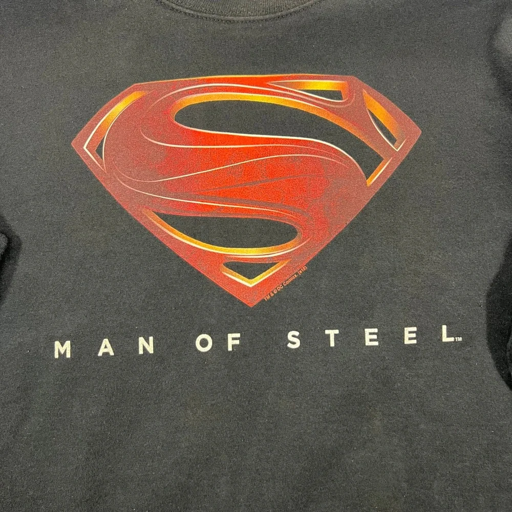 Superman Man of Steel Sweatshirt Adult M Black Good Graphic Logo DC Comics Retro